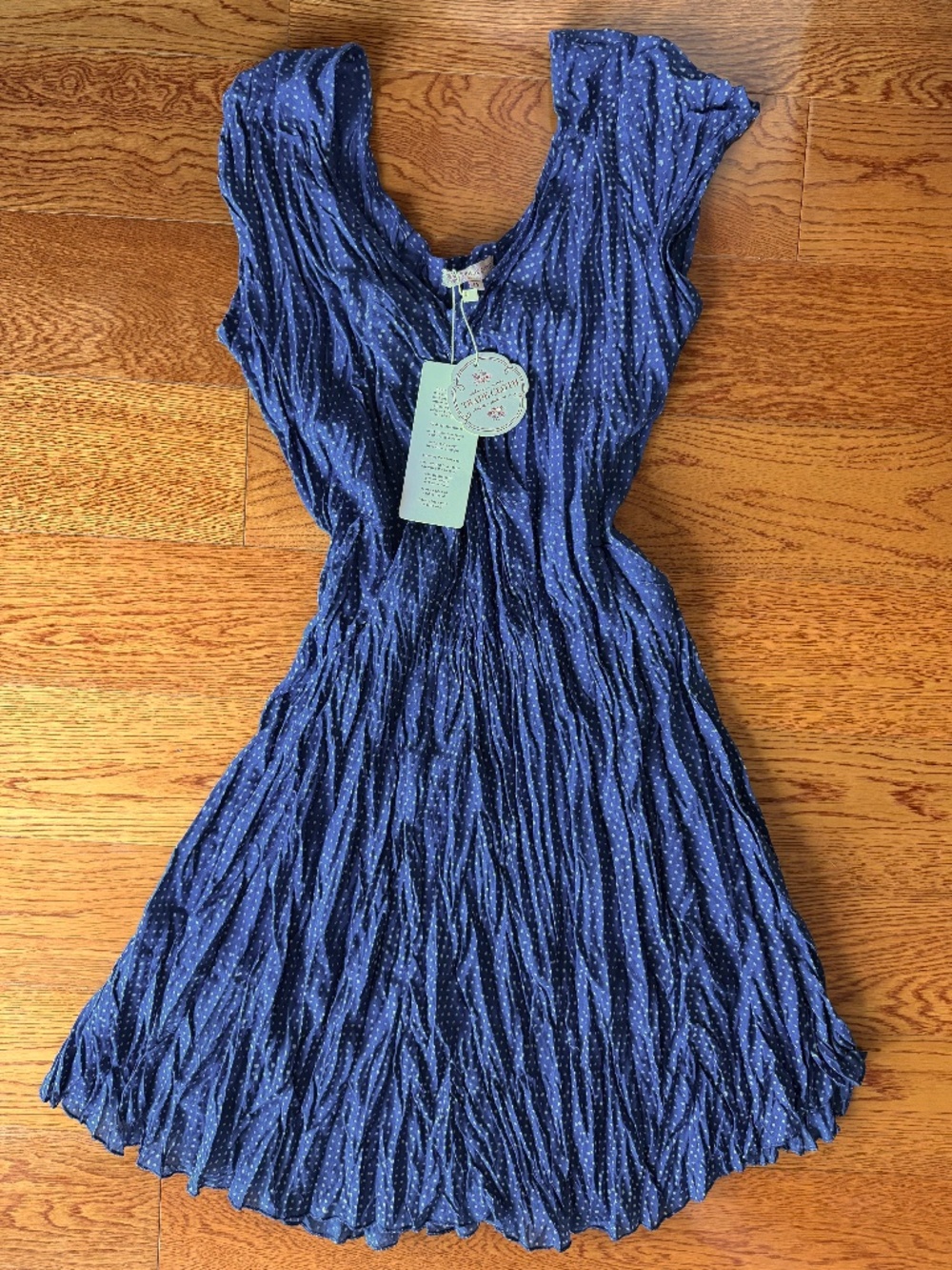 Passementrie Kika Tunic Indigo Mini Dot Medium Blue Cap Sleeve Layering Dress